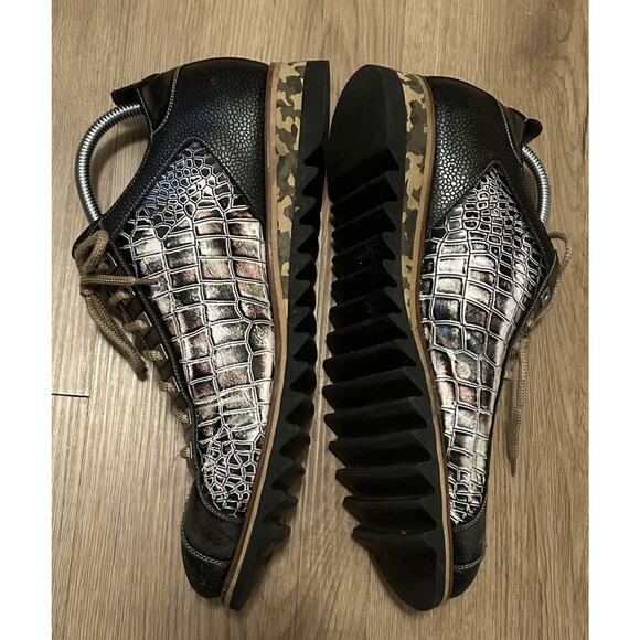 Harris Firenze 2817 Men's Handmade Italy Dress Sneakers Crocodile Print - 9.5 - Picture 3 of 10